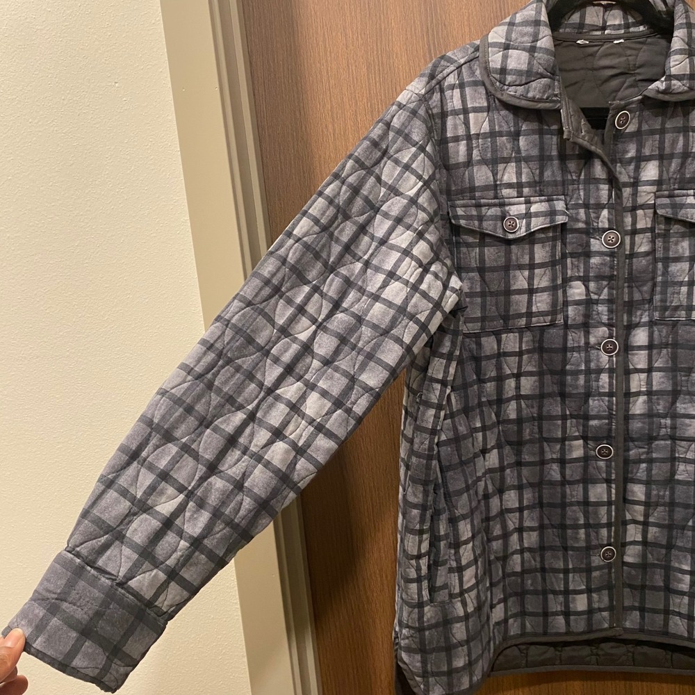 TERRA & SKY Gray Plaid Quilted Shacket Jacket Size XXXL(22) Gorpcore Cabin - Picture 9 of 15